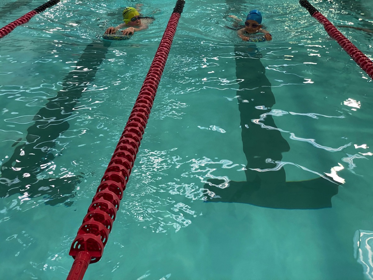 Huff and Puff neck and neck at swimming